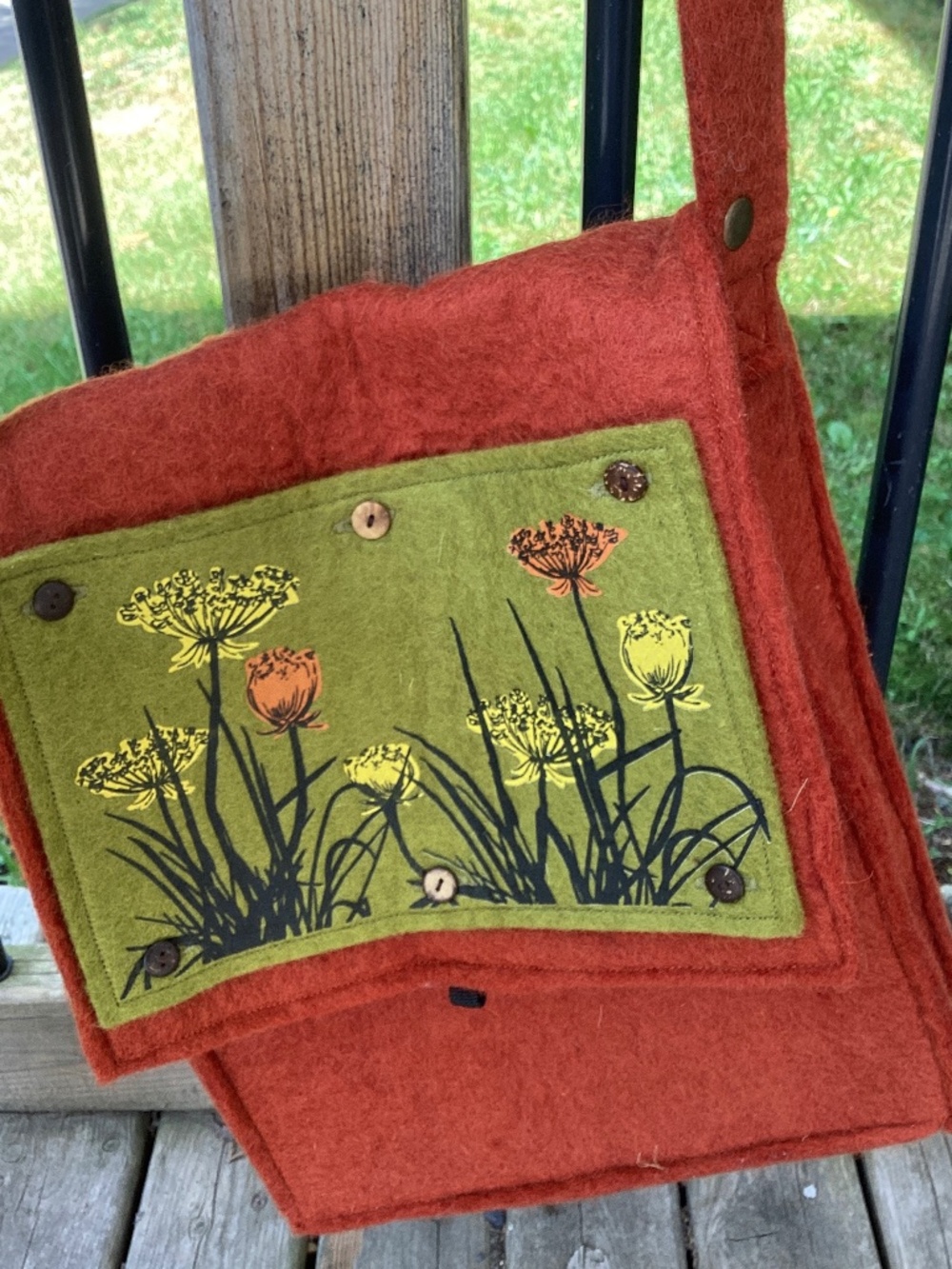Handmade Felt Satchel Crossbody Bag – Interchangeable Floral, Bird & Bicycle